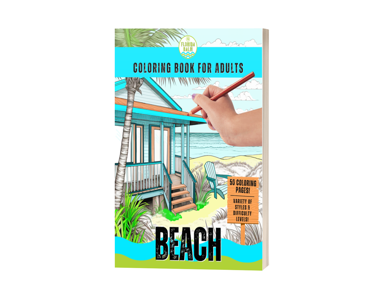 BEACH Coloring Book for Adults by Florida Balm