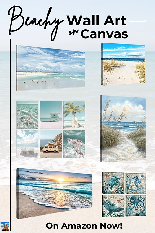 Beachy wall art on canvas for coastal decor