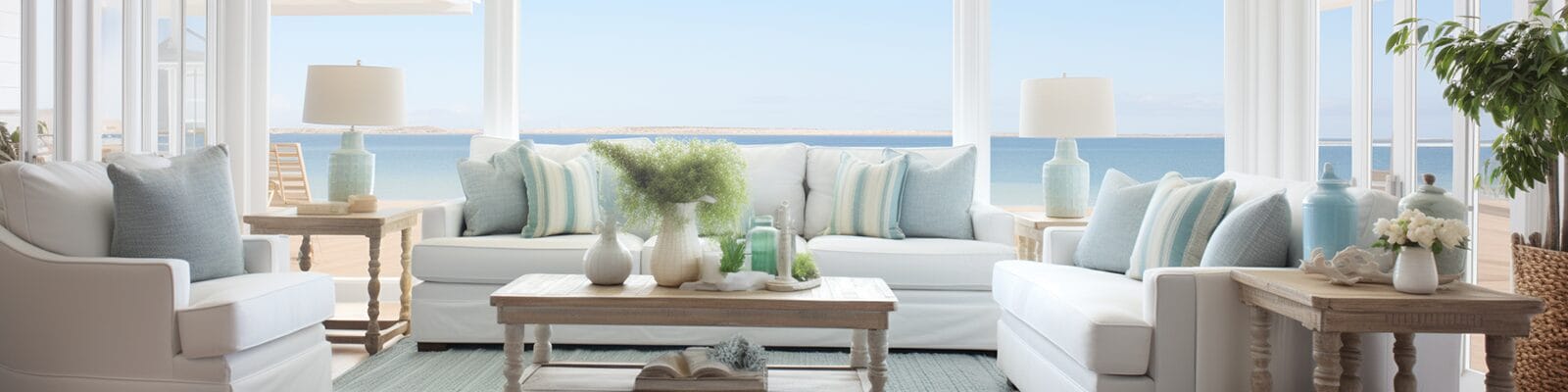 beach home accents in beautiful coastal living area