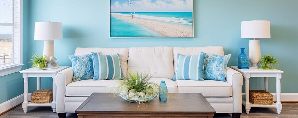 beach home accents blue and white