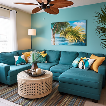 beach home accents with a bright colorful Caribbean flair