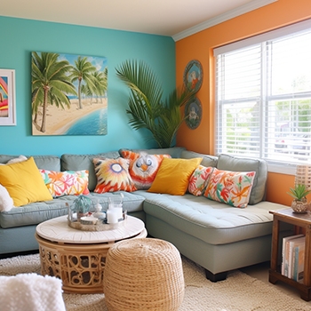 beach home accents with a bright colorful Caribbean flair