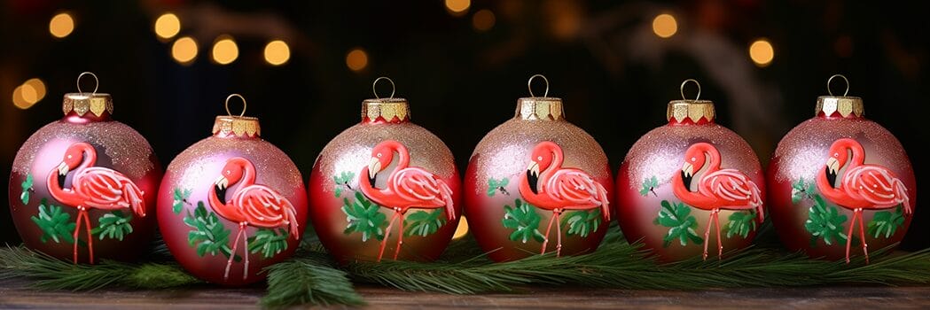 beautiful flamingo Christmas ornaments