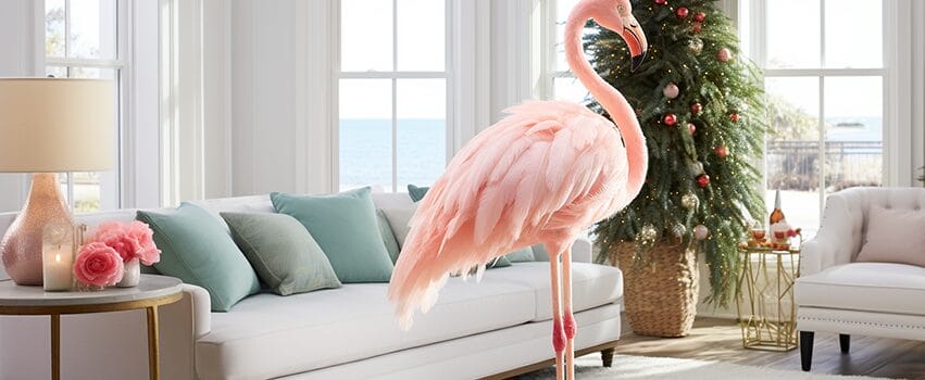 pink coastal flamingo christmas decor inspiration