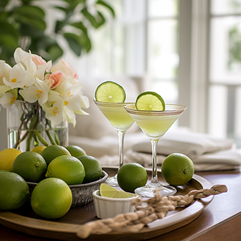 key lime martini cocktail and key limes