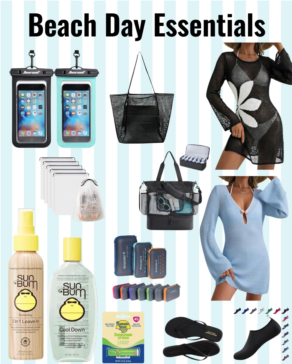 Beach Day Essentials curated collage