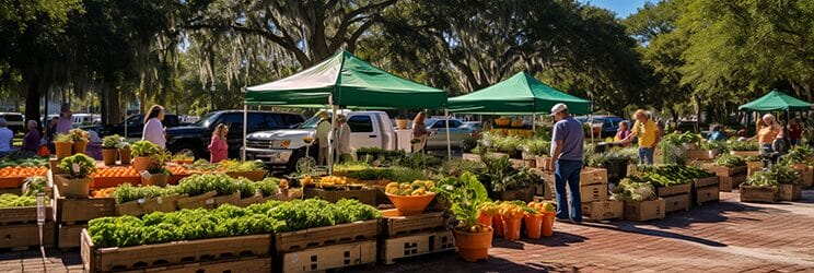 Local farmer's market sells fruit, vegetables, beef and chicken