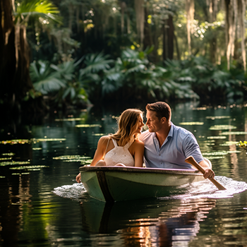 couple in canoe in ocala springs