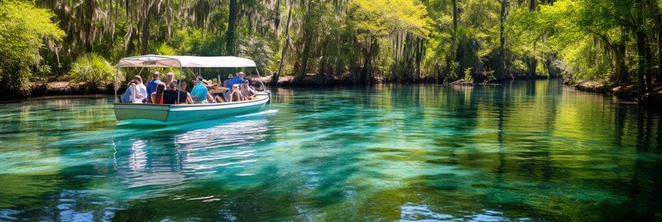 glass bottom boat tours in Rainbow Springs Ocala Florida are a favorite activity when visiting