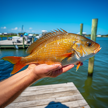 snapping caught fishing off a dock