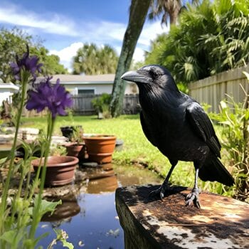 Fish crow bird in a Florida backyard