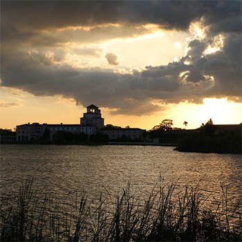 Sebring Florida across the lake at sunset