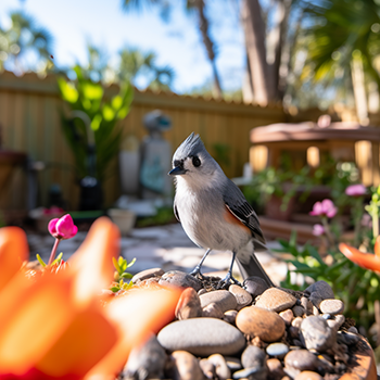 Tufted Titmouse bird in the backyard