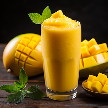 delicious looking mango smoothie in a glass