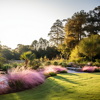 Florida native grasses in landscaping of a lovely central Florida home