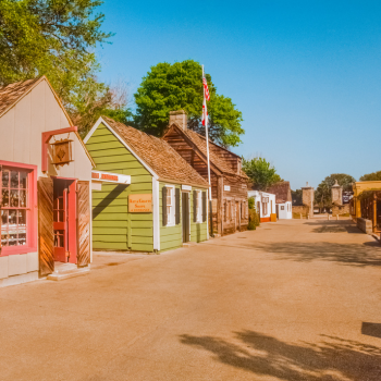 Oldest wooden school house and St. George Street in historic St. Augustine