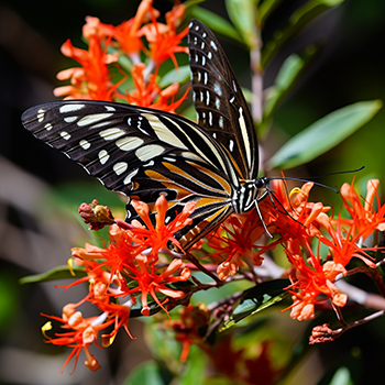 zebra butterfly on native Florida firebush plant