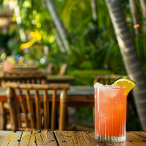 Florida living tropical cocktail on a lovely outdoor terrace