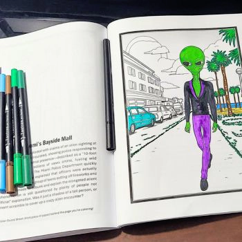 Florida Coloring Book for Adults alien sighting illustration