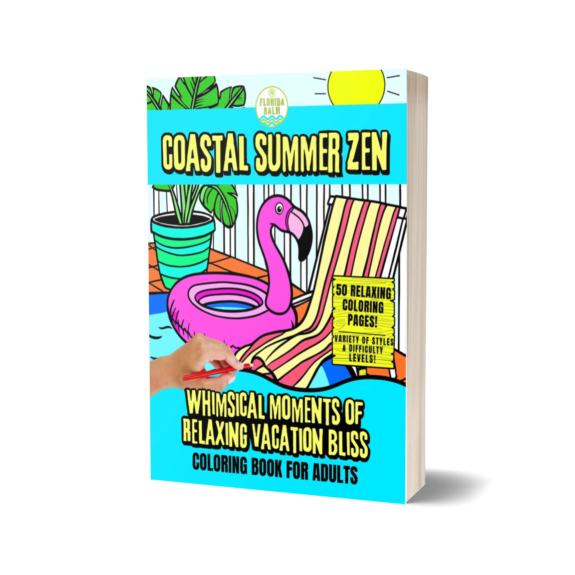 Coastal Summer Zen Coloring Book for Adults by Florida Balm
