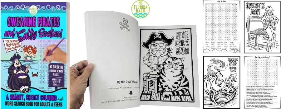 Swearing Pirates and Salty Booties funny coloring book and word search for adults and teens by Florida Balm