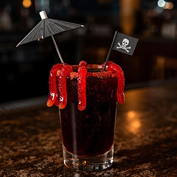 Halloween Pirates Curse Rum Runner Cocktail Recipe and Fun Garnish Ideas