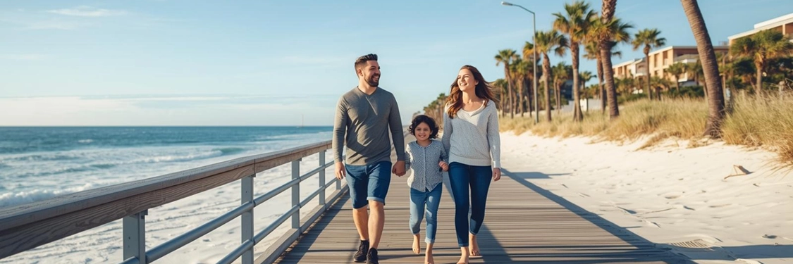 Florida packing list for winter months - oceanfront boardwalk in January