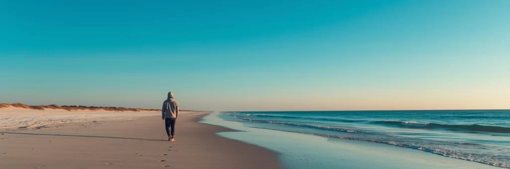 North Florida packing list for winter months - light jacket during day beach scene